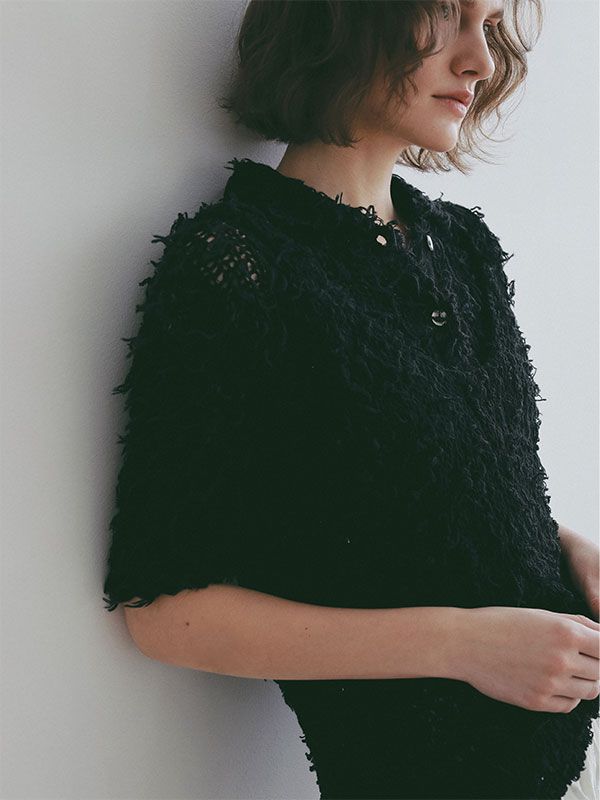 ミックスヤーンニットタンクトップ(BLACK)