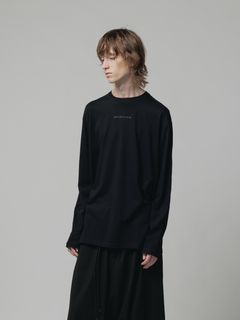 天竺刺繍入り長袖T - BLACK