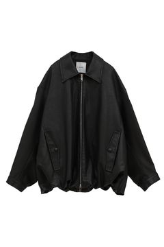 フェイクレザーバルーンジャケット - FAKE LEATHER BALLOON JACKET BLACK