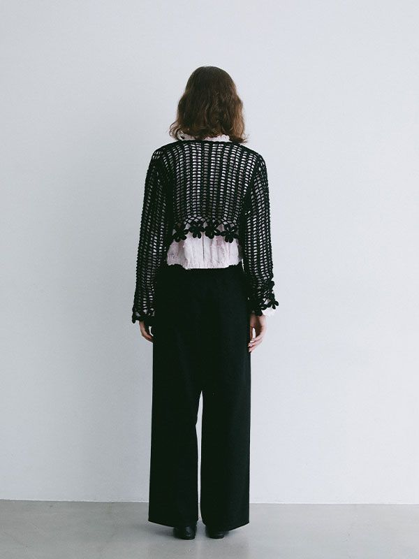 クロシェニットカーディガン (BLACK)