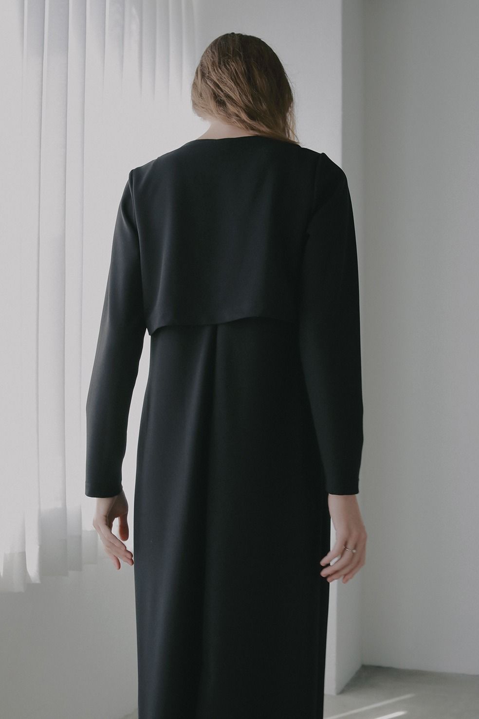 ショートブラウス+ワンピース｜SHORT BLOUSE SET ONE PIECE（BLACK)