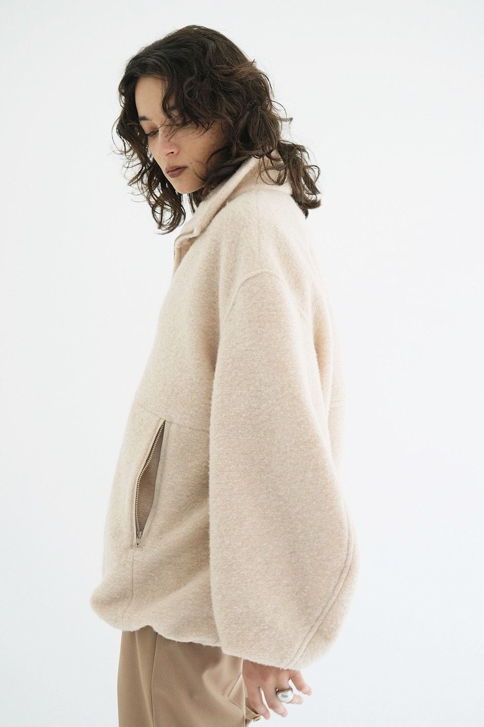 ハーフジップトップス - SLIVER HALF ZIP TOPS (IVORY)