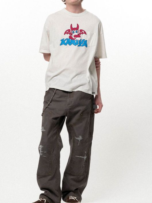 バケネコ ポケット ティー - BAKENEKO POCKET TEE (WHITE)