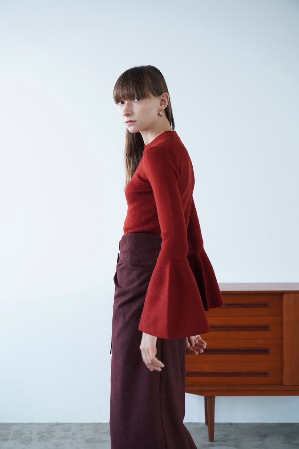 CLANE - ベルスリーブトップス - BELL SLEEVE KNIT TOPS - RED ...