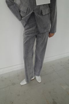 ハイウエスト フロッキーパンツ | FLOCKY CENTER PRESS PANTS（BLACK)