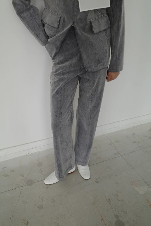 ハイウエスト フロッキーパンツ | FLOCKY CENTER PRESS PANTS(BLACK)