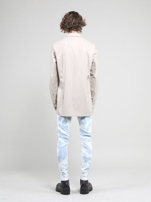 ウォッシャブルライトフェイクレザーシャツ - Fake Leather Shirt - BISQUE