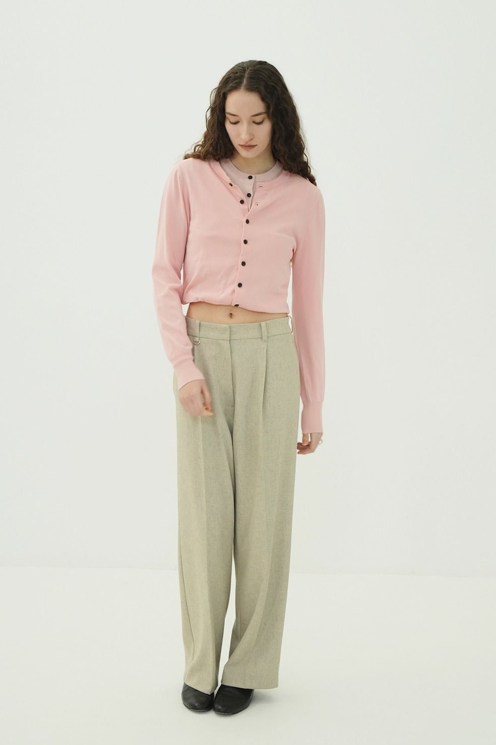 レイヤーニットカーディガン - W LAYERED KNIT CARDIGAN (PINK)