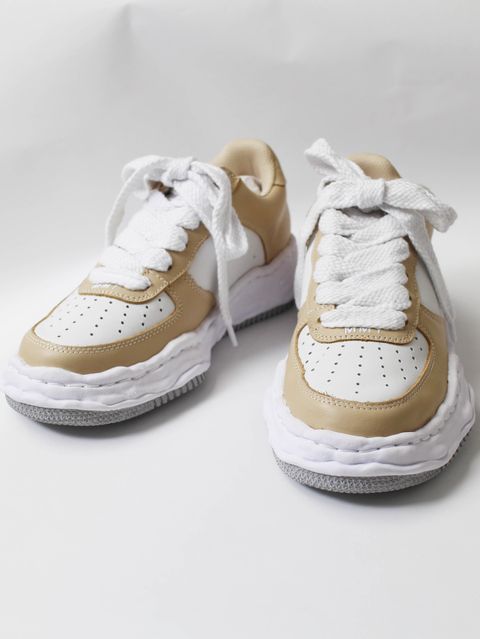 "WAYNE" OG Sole LEATHER Low-top Sneaker - BEIGE×WHITE