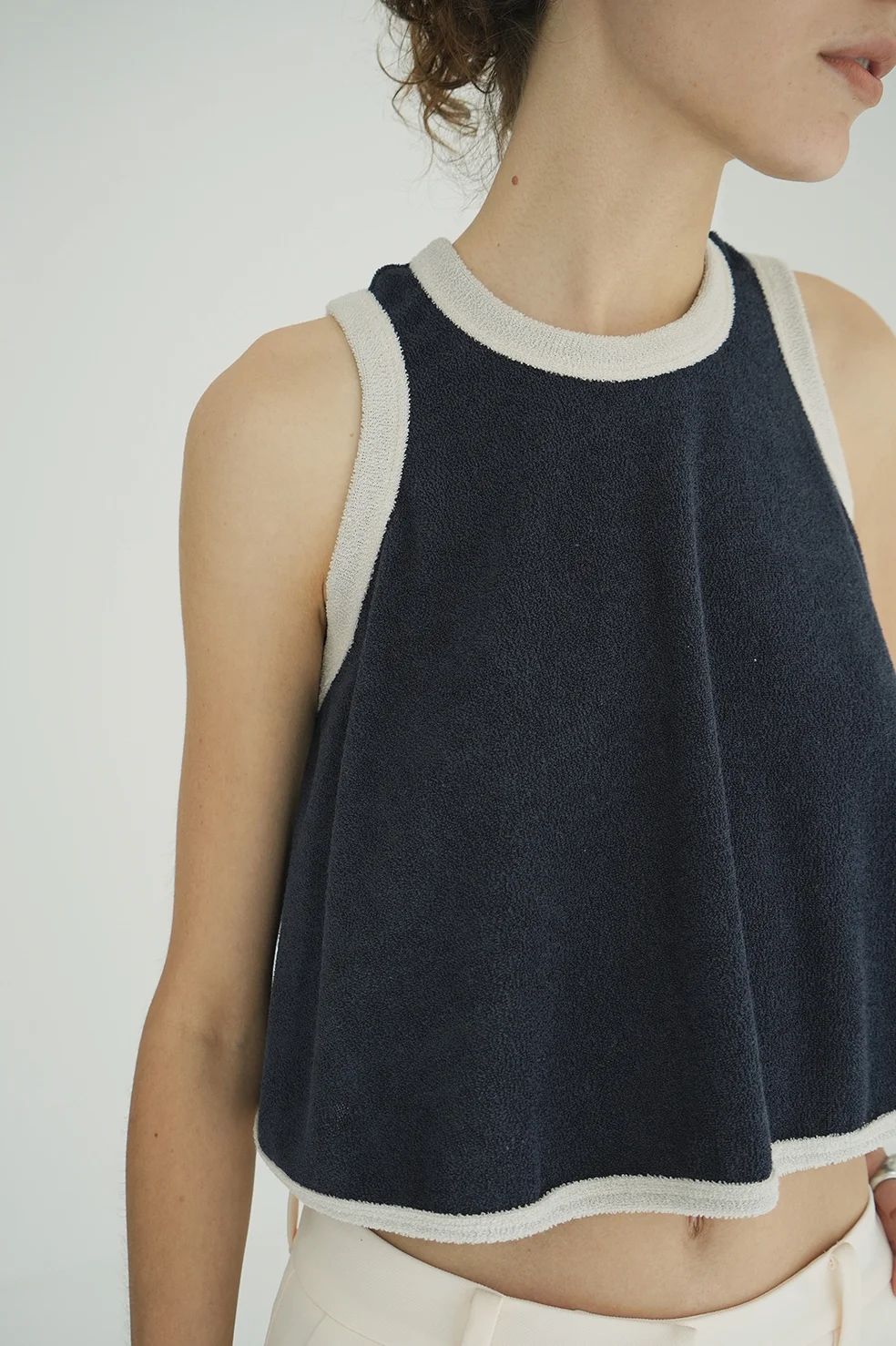 CLANE PILE FLARE TANK TOPS navy サイズ2 新品 CLANE - パイル フレアショートトップス - PILE FLARE TANK TOPS