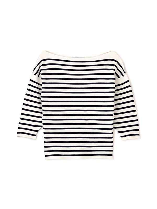 ボートネックニットプルオーバー （NAVY)