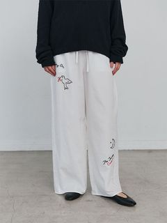 ハンドエンブロイダリーダブルガーゼパンツ (IVORY)