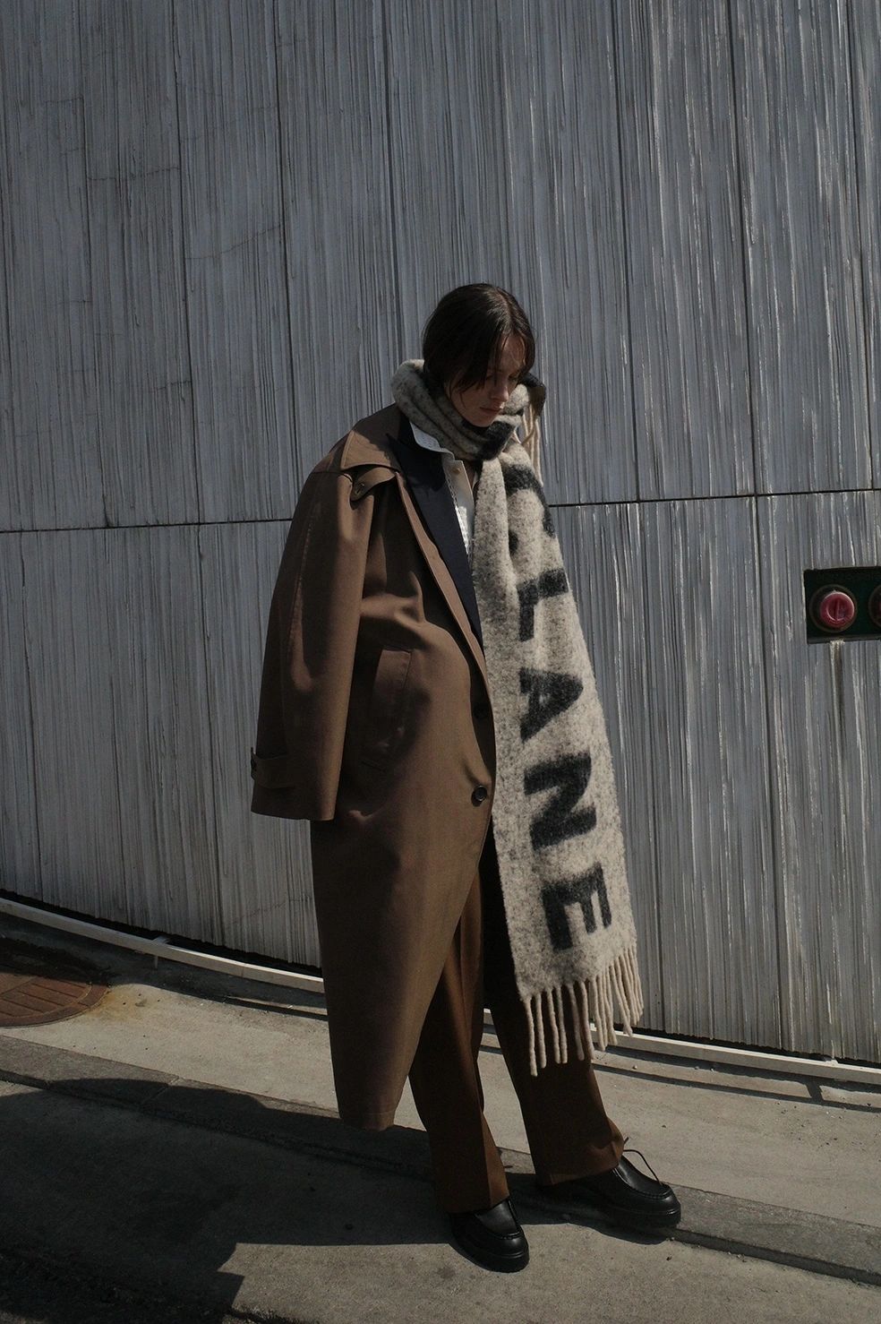 ステンカラーコート - BULKY LINE STAIN COAT (BROWN)