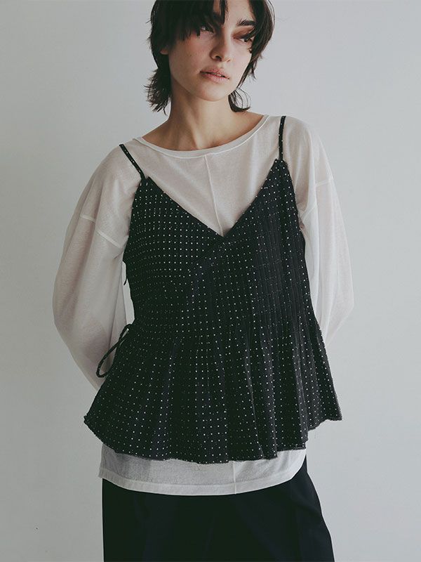 コットンドビーカシュクールキャミソール (BLACK)