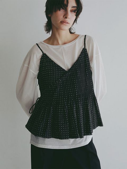コットンドビーカシュクールキャミソール (BLACK)