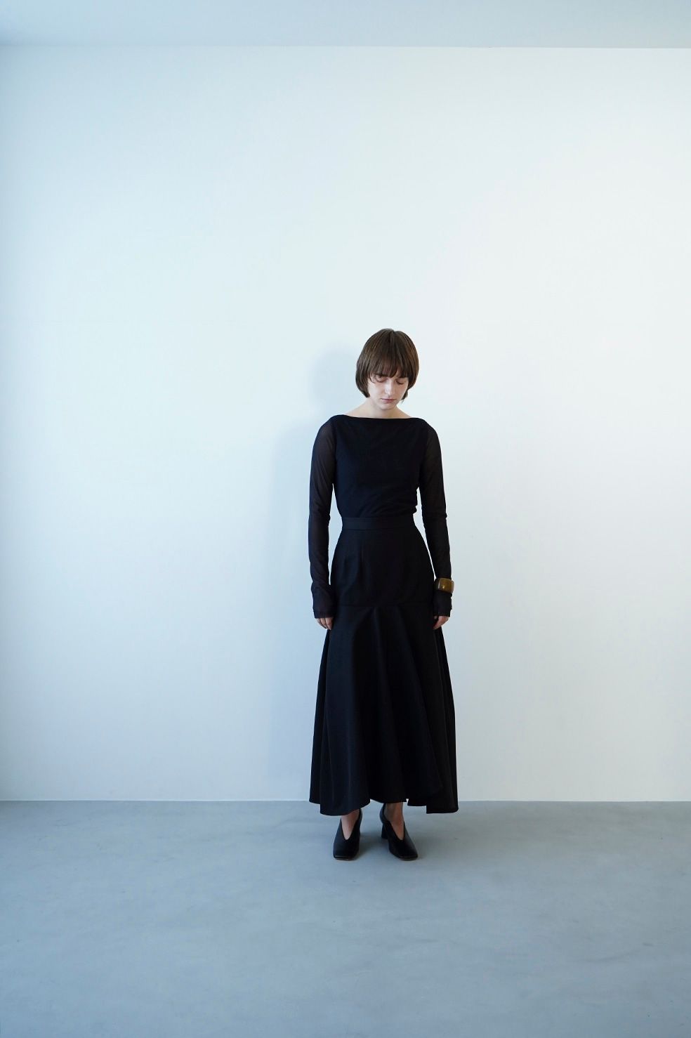 ランダム ヘム フレア スカート - RANDOM HEM FLARE SKIRT - BLACK