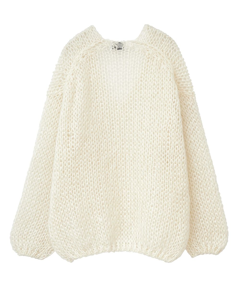 CLANE - V NECK LOOSE MOHAIR KNIT TOPS - IVORY