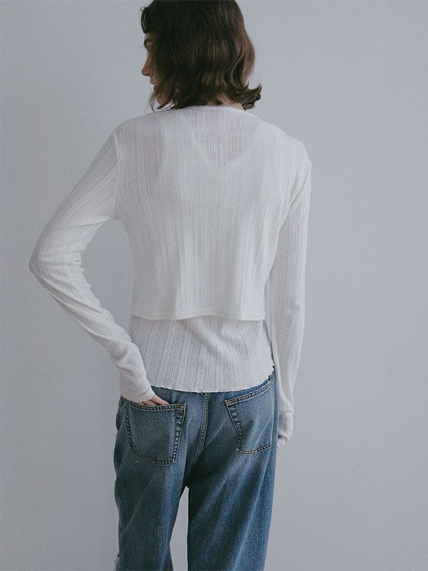 2パックアイレットカーディガン （WHITE）