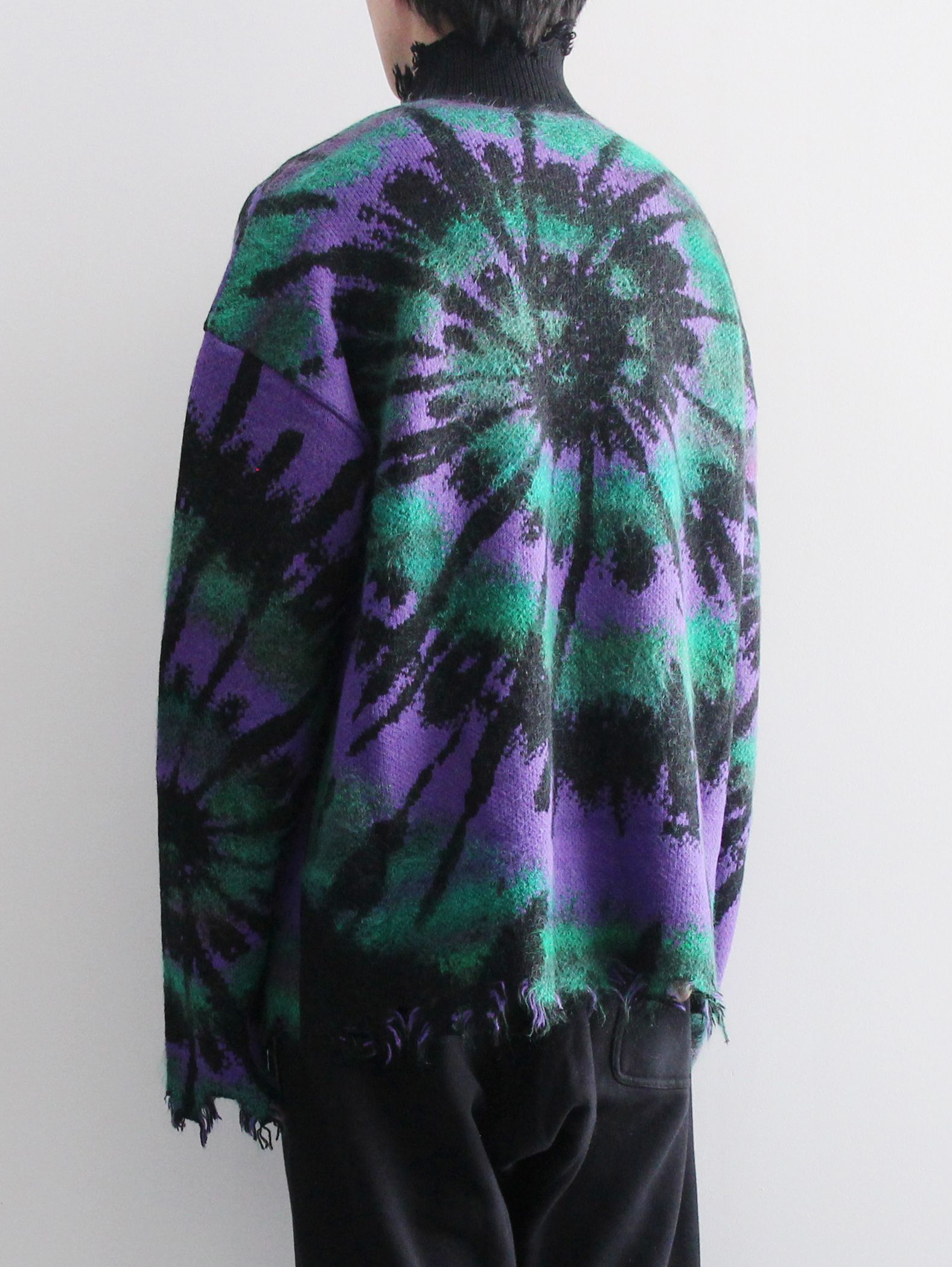 タイダイ ジャガード ニット - TIE DYE JACQUARD KNIT COLLAB WITH rurumu: - BLACK × GREEN × PURPLE