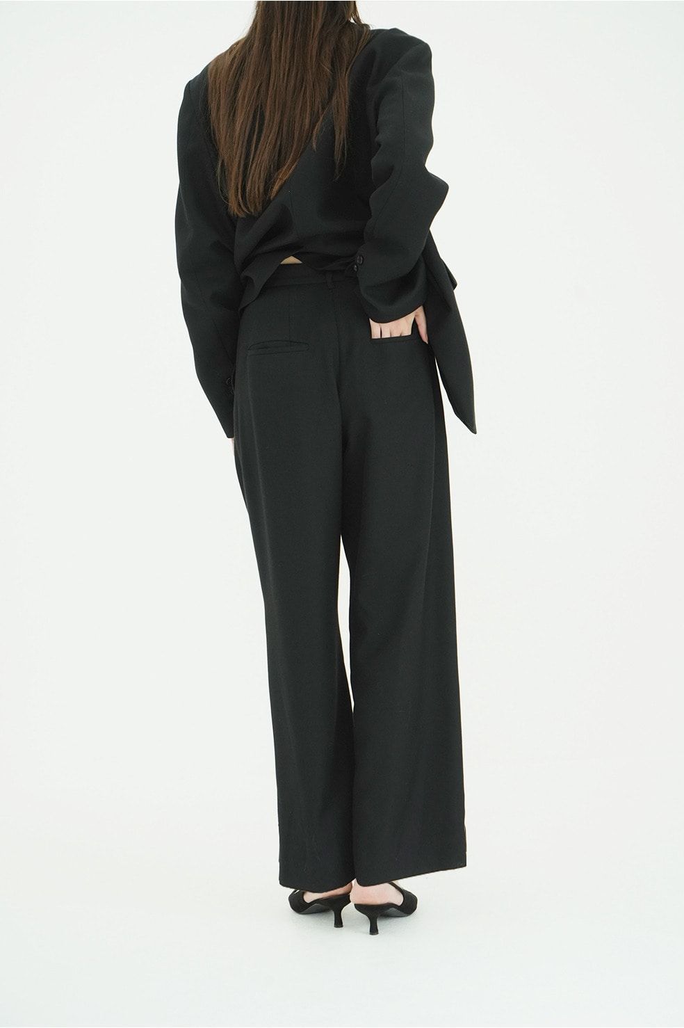 ヘリンボーン柄 ラインパンツ -  HERRINGBONE LINE PANTS (BLACK)
