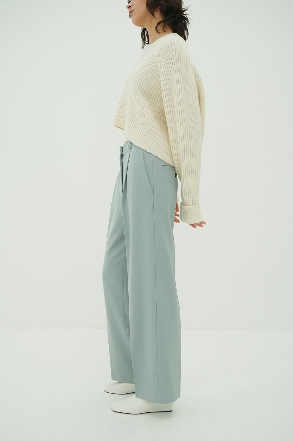 ツーウェイタックストレートパンツ - 2WAY TUCK STRAIGHT PANTS (BLUE)