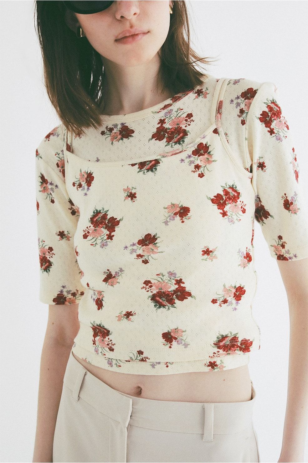 マルチウェイキャミソール - MANY WAY FLOWER CAMI TOPS (RED)