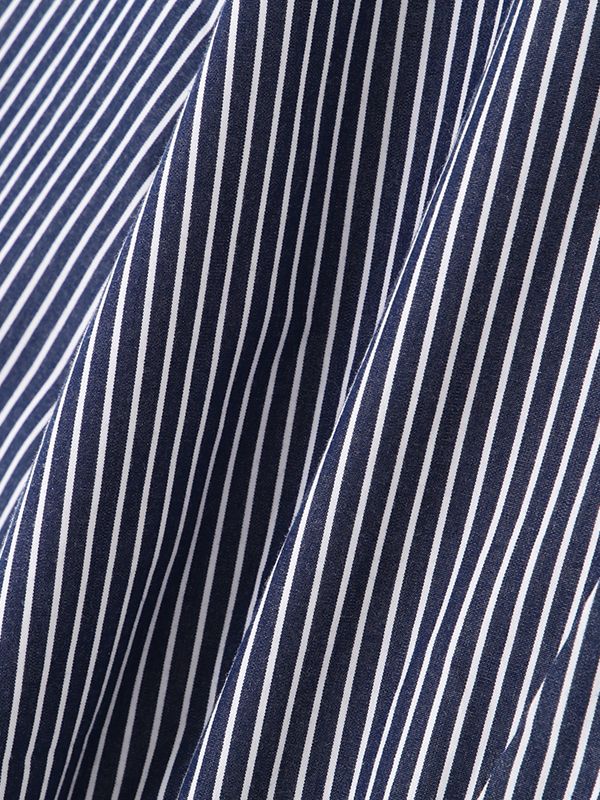 ハーフスリーブストライプオールインワン - NAVY
