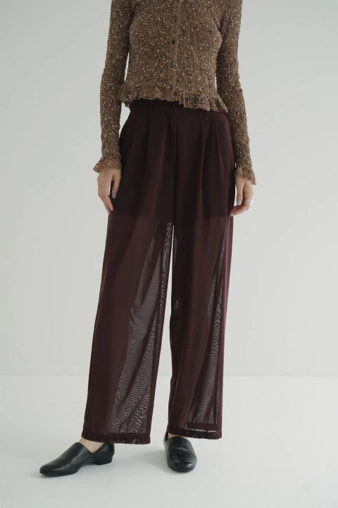 シアータックパンツ - SHEER TUCK PANTS BORDEAUX