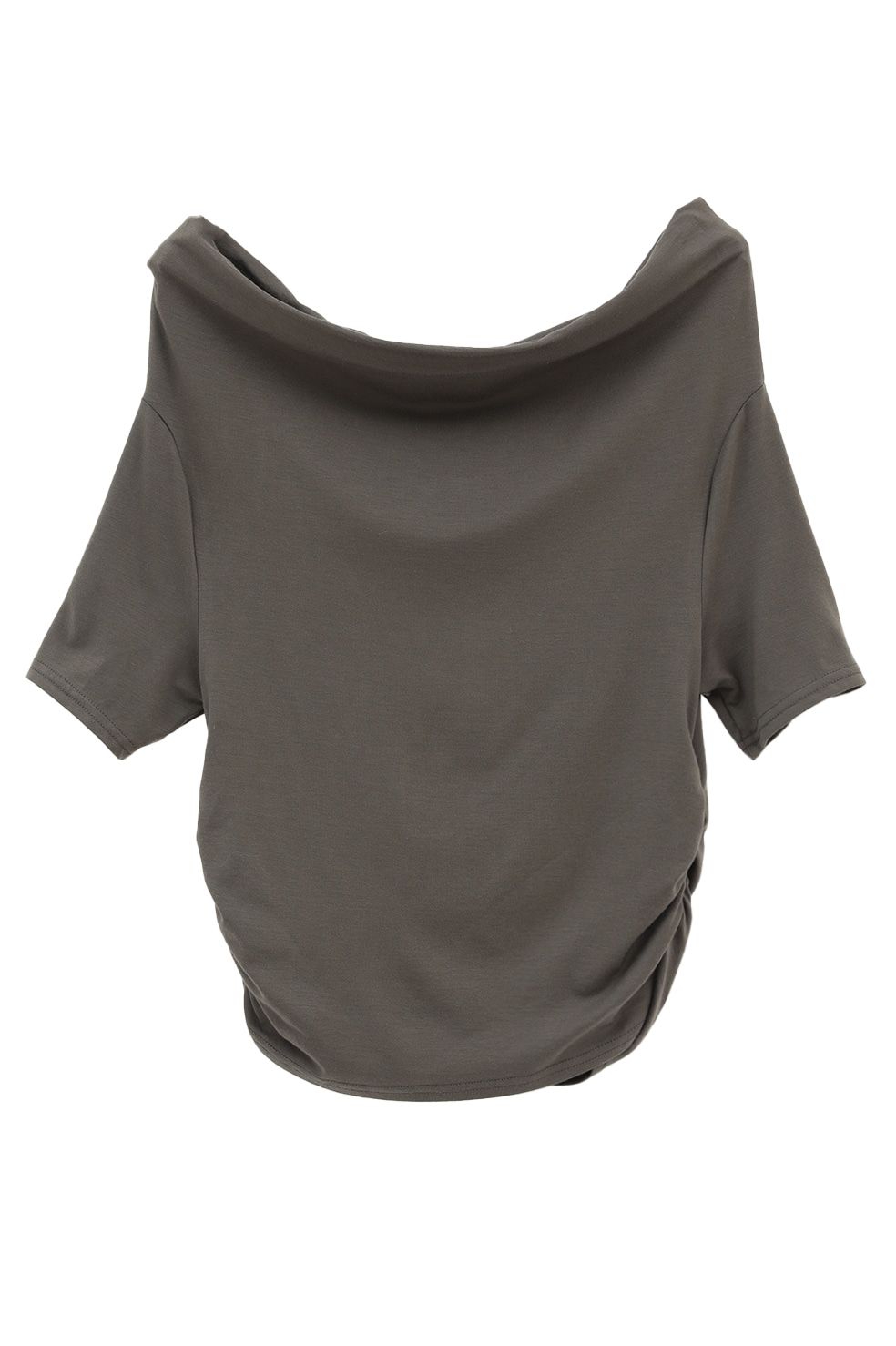 オフショルダートップス -  DRAPED OFF SHOULDER H/S TOPS(GREY)