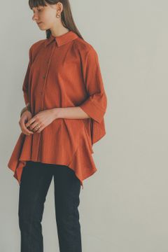 COTTON CREPE BACK FRILL SHIRT - ORANGE