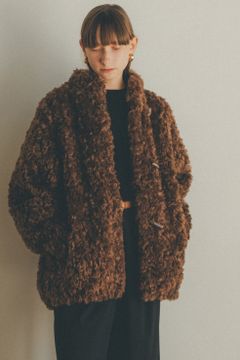 カールファーショートコート - CURL FUR SHORT COAT - BROWN