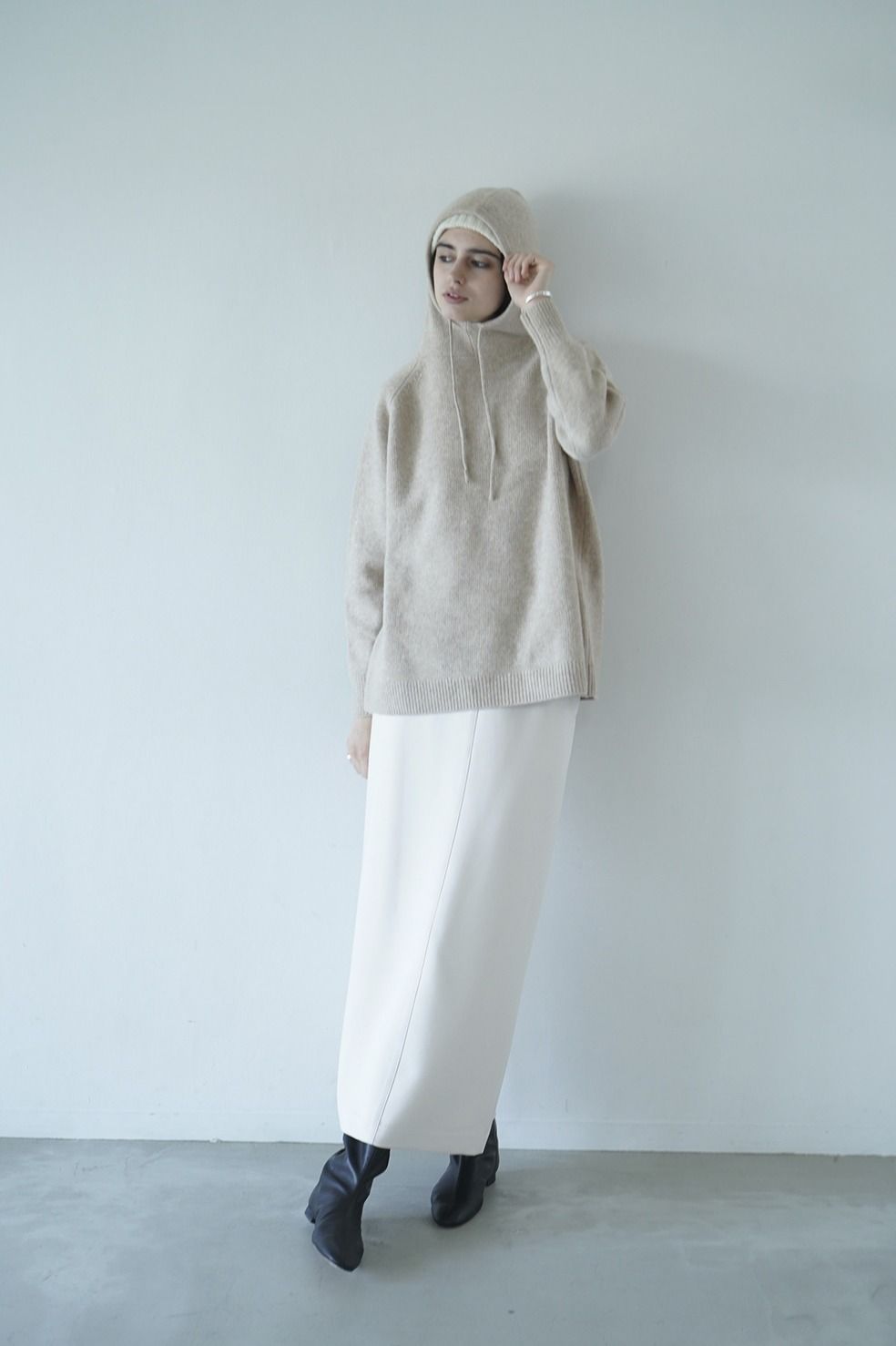 CLANE - ハイネックフードニットトップス - H/N KNIT HOODIE - IVORY