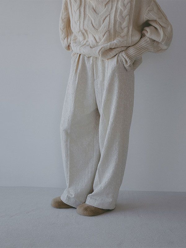 コットンジャガードカーブパンツ （OFF WHITE)