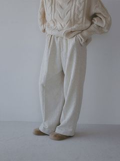 コットンジャガードカーブパンツ （OFF WHITE)