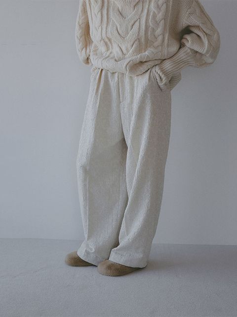 コットンジャガードカーブパンツ （OFF WHITE)