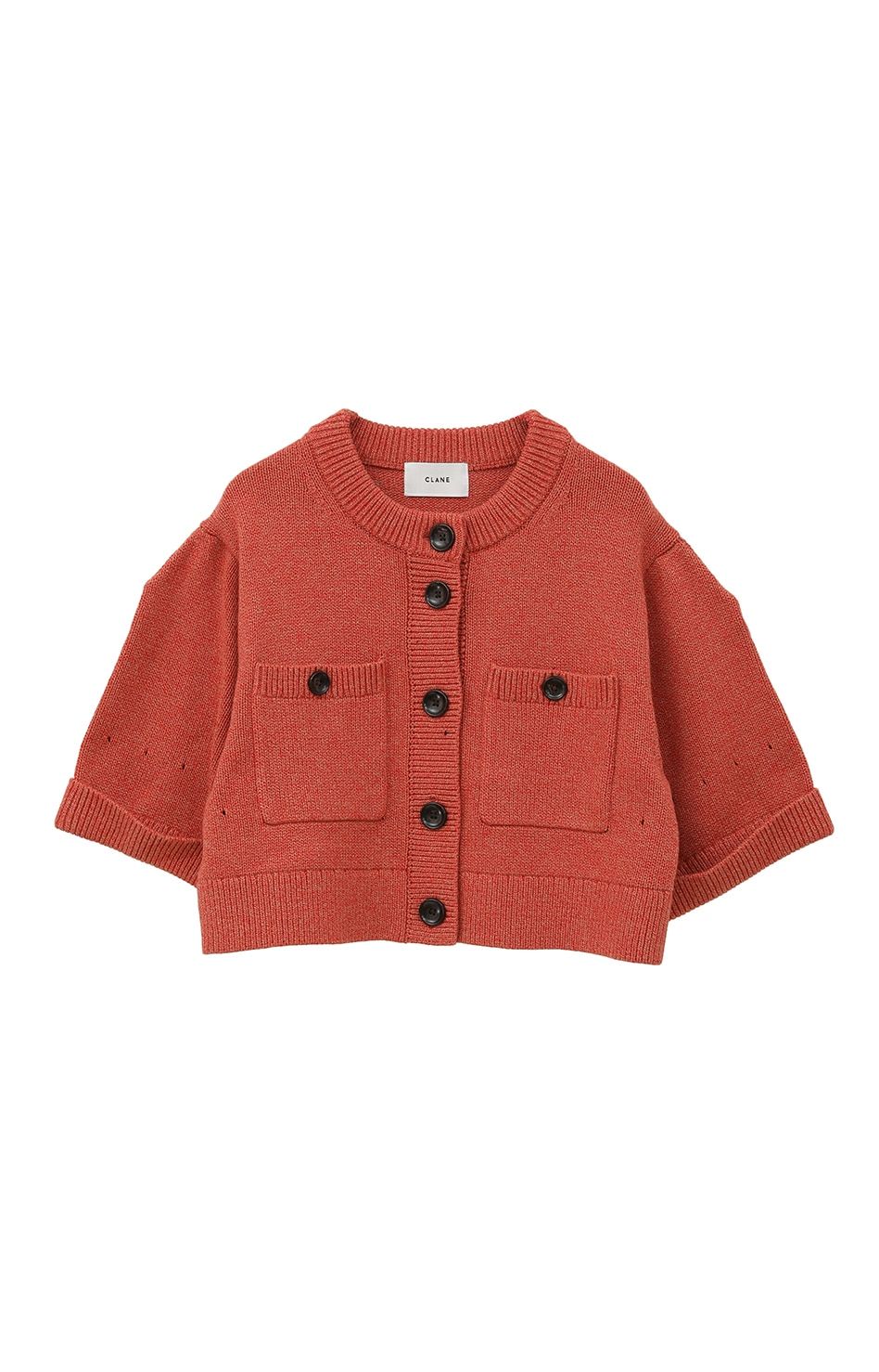 カーディガン - ニットパンツセット / HALF SLEEVE KNIT TOPS & PANTS SET - ORANGE