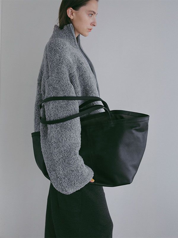 Wハンドルスウェードビッグトートバッグ （BLACK）