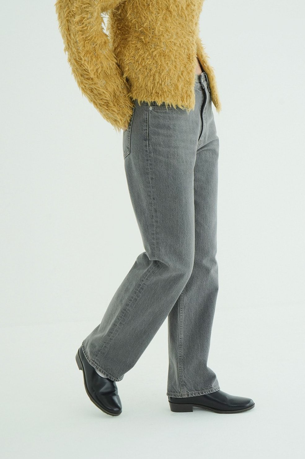 ミッドライズストレートデニム -  STRAIGHT DENIM PANTS (GREY)