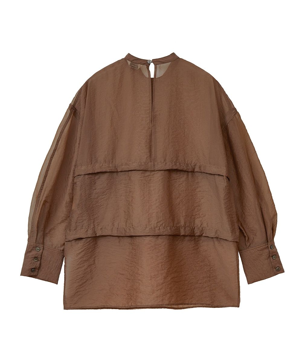 CLANE - 3ARRANGE SHEER TOPS - シアートップス- BROWN