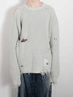 ブリーチドニットセーター - Bleached Knit Sweater - GREY