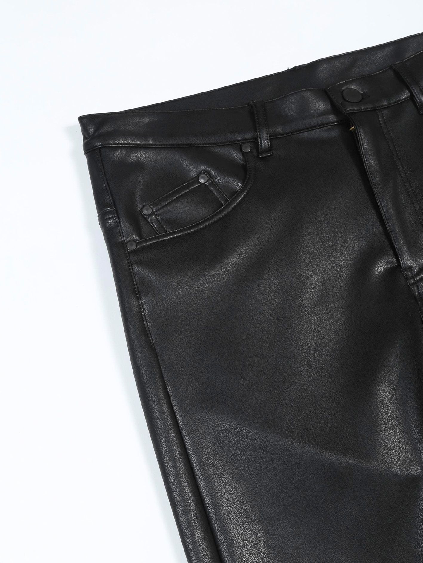 4WAYストレッチフェイクレザーレギンスパンツ - Fake Leather Pants - BLACK
