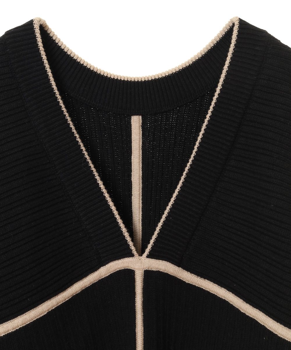 CLANE - ダブルフェイスラインニット - DOUBLE FACE LINE KNIT - BLACK