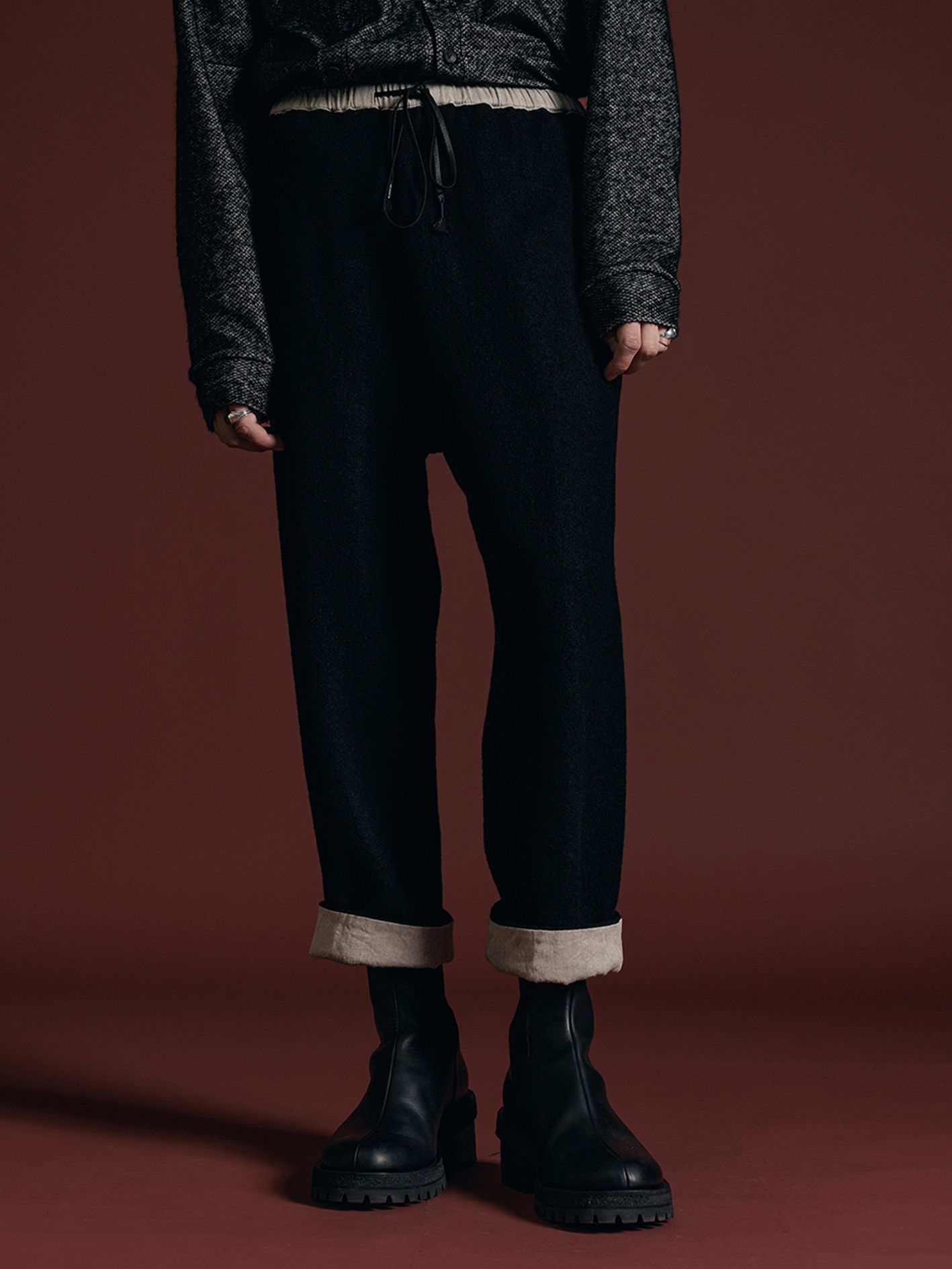 クロップド トラウザーズ - fulling cropped trousers VI-3637-04 - A-BLACK