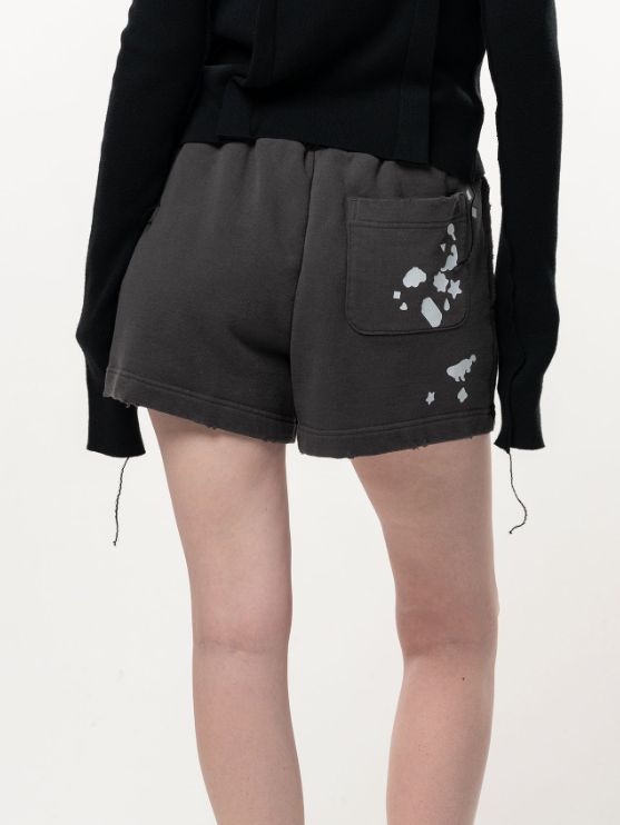 【レディース】 キッズステッカーショートパンツ - KIDS STICKER SHORT PANTS (BLACK)