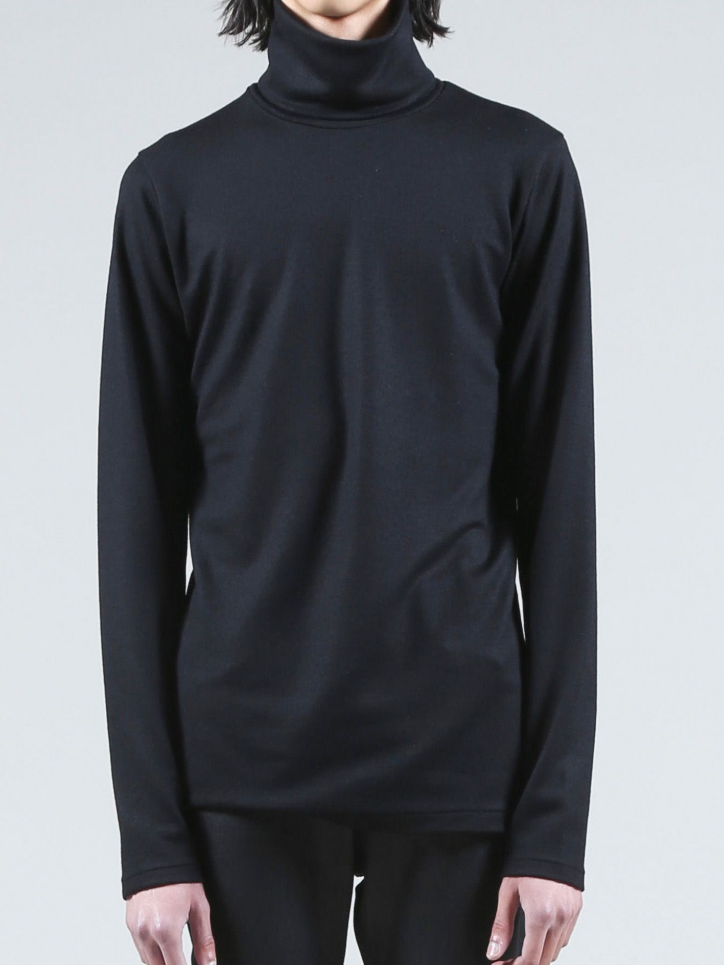 ウォッシャブルウールタートルネックプルオーバー - Washable Wool Turtleneck Pullover - Black