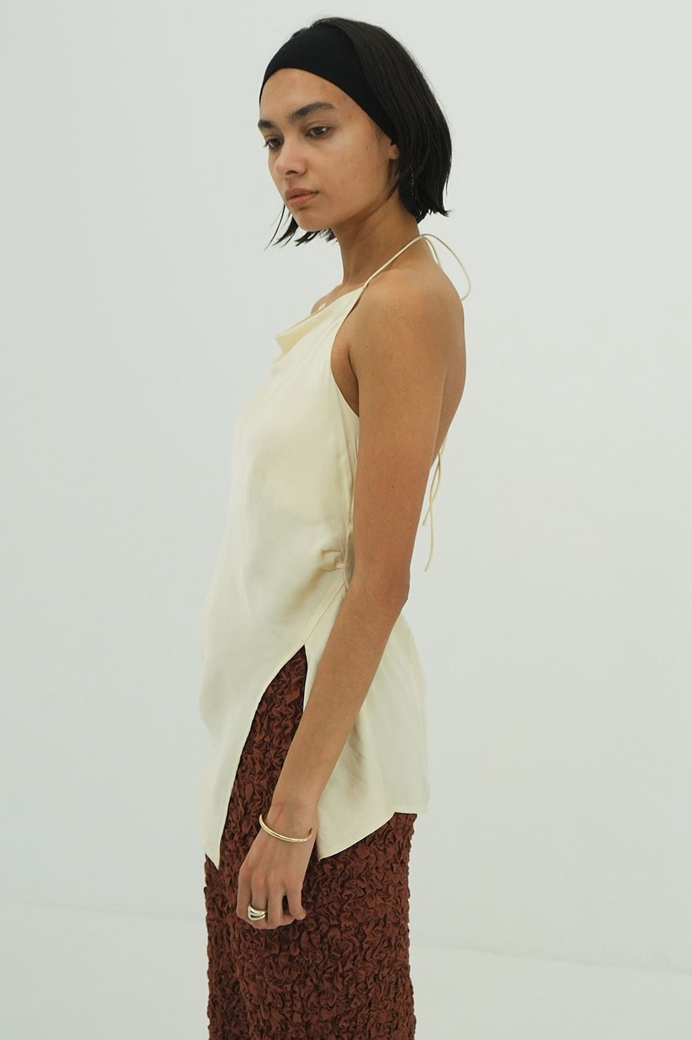 激安アウトレット ドレープサテンキャミソール - CLANE - CAMISOLE SATIN DRAPE トップス