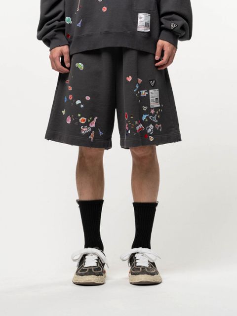 キッズ ステッカー プリント スウェット ショーツ - Kids Sticker Printed Sweat Shorts(BLACK)