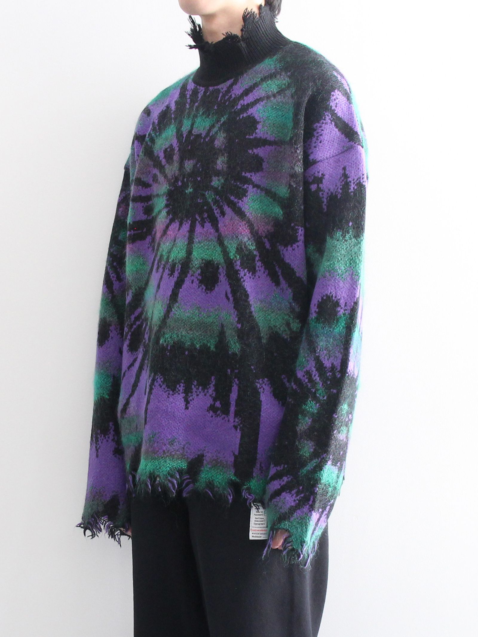 タイダイ ジャガード ニット - TIE DYE JACQUARD KNIT COLLAB WITH rurumu: - BLACK × GREEN × PURPLE