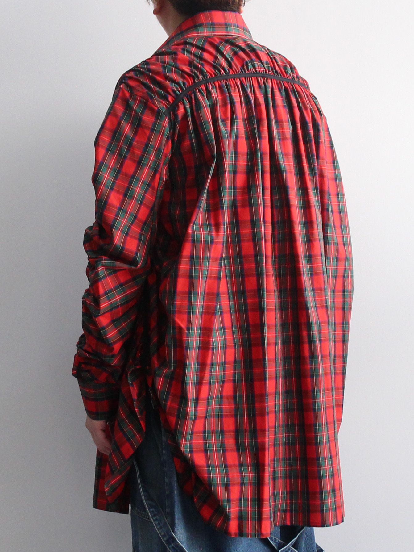 KIDILL - ギャザード シャツ - GATHERED SHIRT NAVY RED CHECK