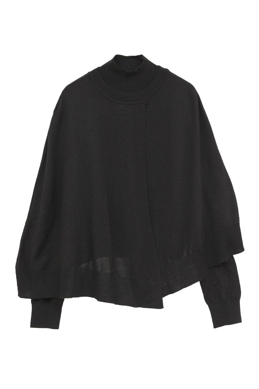 ケープ + ニットトップス - CAPE SET KNIT TOPS (BLACK)
